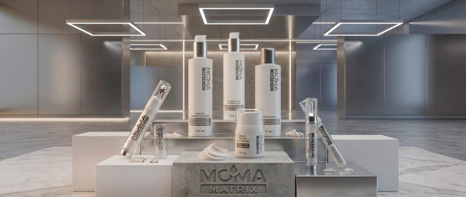 Полная линейка MOMA MATRIX в шоуруме под световыми панелями